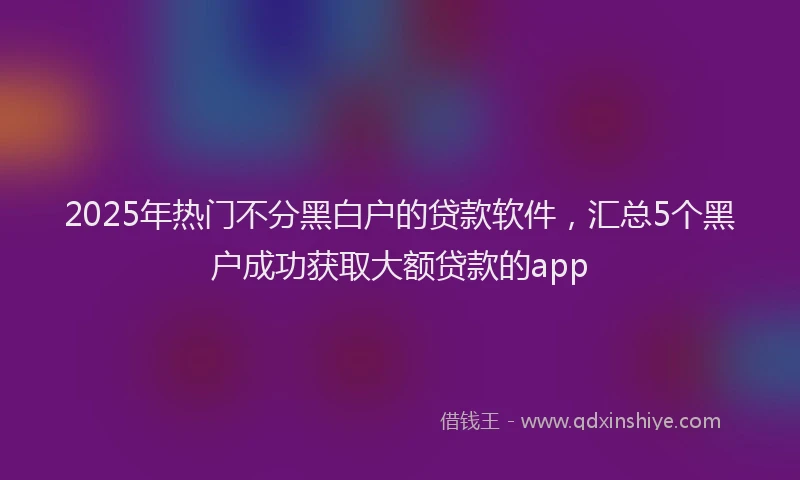 2025年热门不分黑白户的贷款软件，汇总5个黑户成功获取大额贷款的app