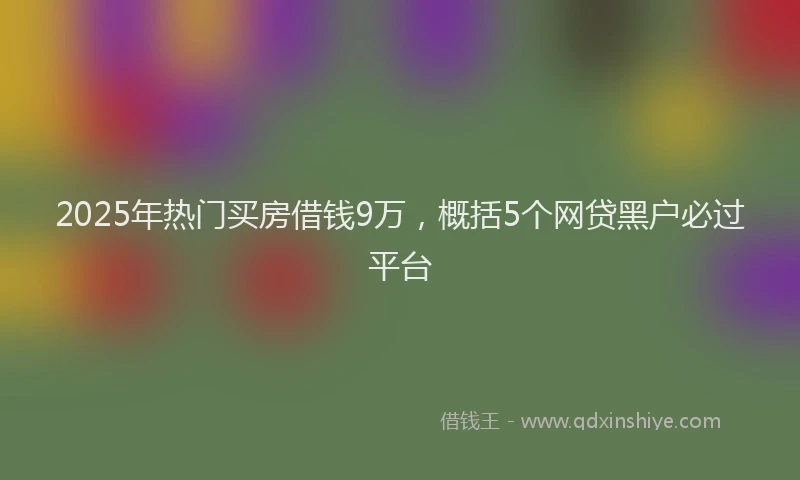 2025年热门买房借钱9万，概括5个网贷黑户必过平台