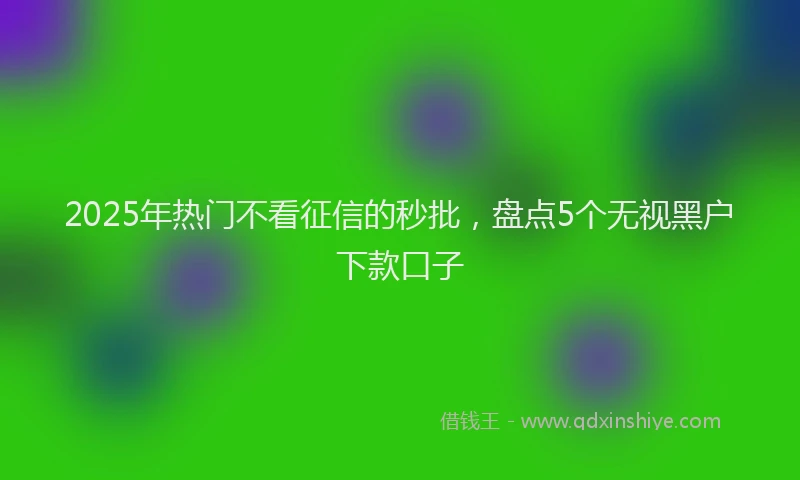 2025年热门不看征信的秒批，盘点5个无视黑户下款口子