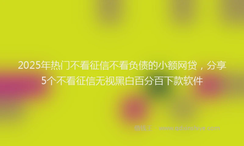 2025年热门不看征信不看负债的小额网贷，分享5个不看征信无视黑白百分百下款软件