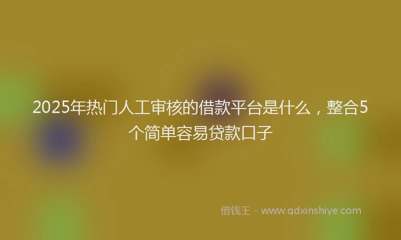 2025年热门人工审核的借款平台是什么，整合5个简单容易贷款口子