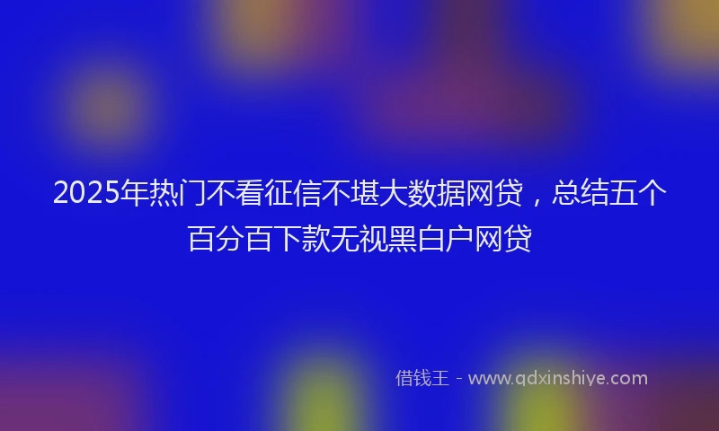 2025年热门不看征信不堪大数据网贷，总结五个百分百下款无视黑白户网贷