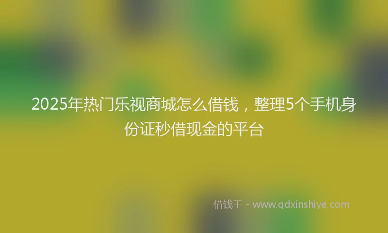 2025年热门乐视商城怎么借钱，整理5个手机身份证秒借现金的平台