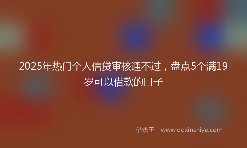 2025年热门个人信贷审核通不过，盘点5个满19岁可以借款的口子