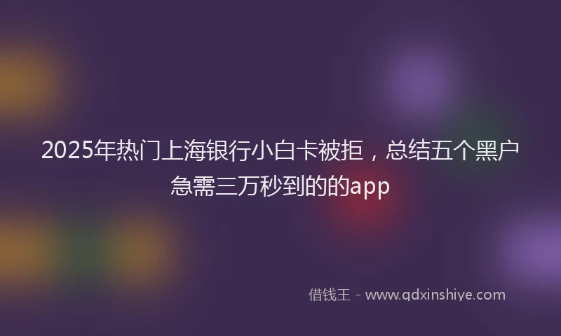 2025年热门上海银行小白卡被拒，总结五个黑户急需三万秒到的的app