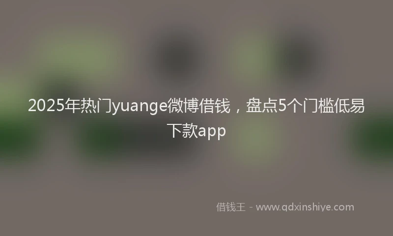 2025年热门yuange微博借钱，盘点5个门槛低易下款app