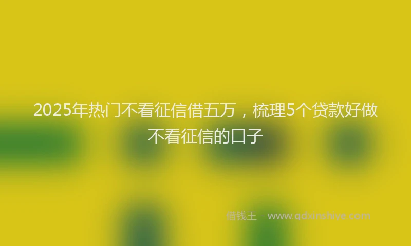 2025年热门不看征信借五万，梳理5个贷款好做不看征信的口子