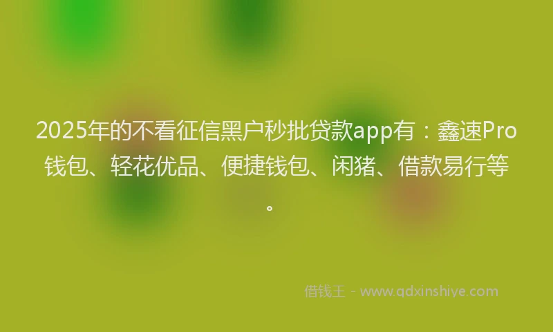 2025年的不看征信黑户秒批贷款app有：鑫速Pro钱包、轻花优品、便捷钱包、闲猪、借款易行等。