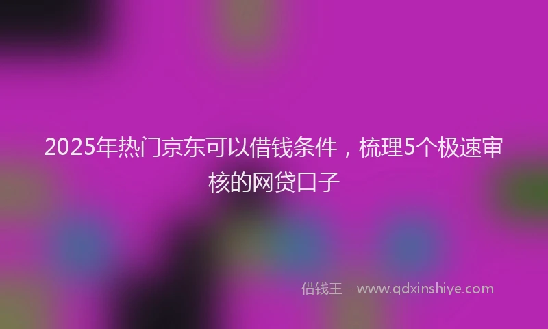 2025年热门京东可以借钱条件，梳理5个极速审核的网贷口子