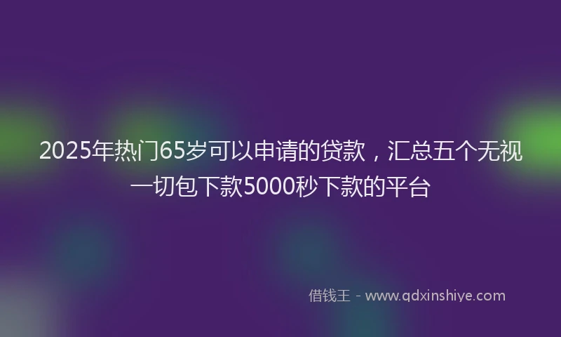 2025年热门65岁可以申请的贷款，汇总五个无视一切包下款5000秒下款的平台