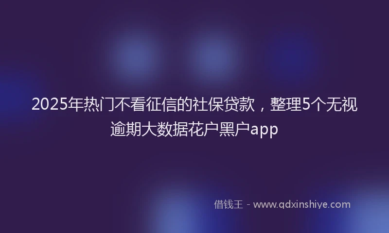 2025年热门不看征信的社保贷款，整理5个无视逾期大数据花户黑户app