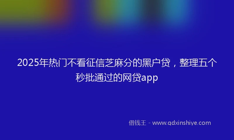 2025年热门不看征信芝麻分的黑户贷，整理五个秒批通过的网贷app