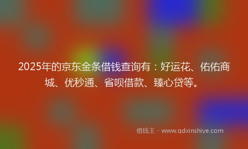 2025年的京东金条借钱查询有：好运花、佑佑商城、优秒通、省呗借款、臻心贷等。