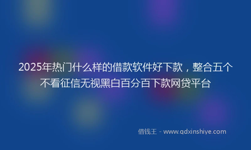 2025年热门什么样的借款软件好下款，整合五个不看征信无视黑白百分百下款网贷平台