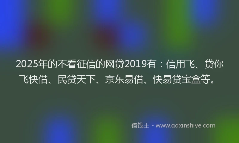 2025年的不看征信的网贷2019有：信用飞、贷你飞快借、民贷天下、京东易借、快易贷宝盒等。