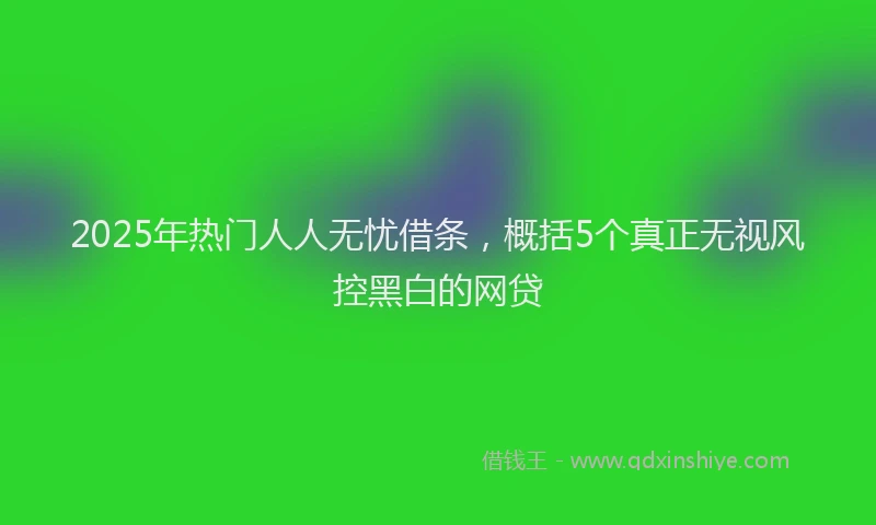 2025年热门人人无忧借条，概括5个真正无视风控黑白的网贷