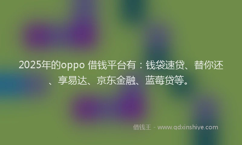2025年的oppo 借钱平台有：钱袋速贷、替你还、享易达、京东金融、蓝莓贷等。