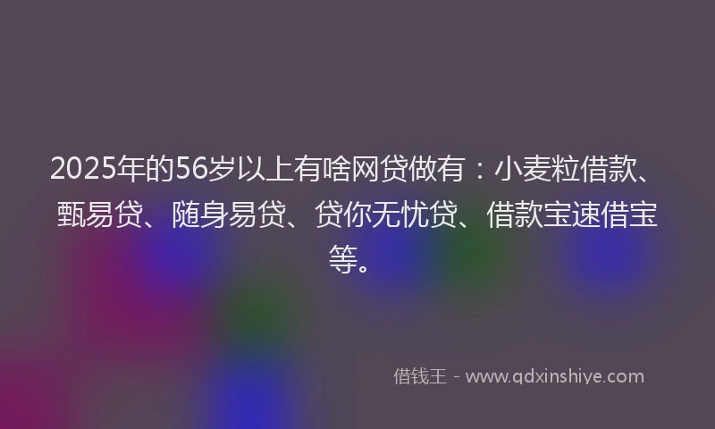 2025年的56岁以上有啥网贷做有：小麦粒借款、甄易贷、随身易贷、贷你无忧贷、借款宝速借宝等。