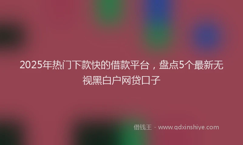 2025年热门下款快的借款平台，盘点5个最新无视黑白户网贷口子