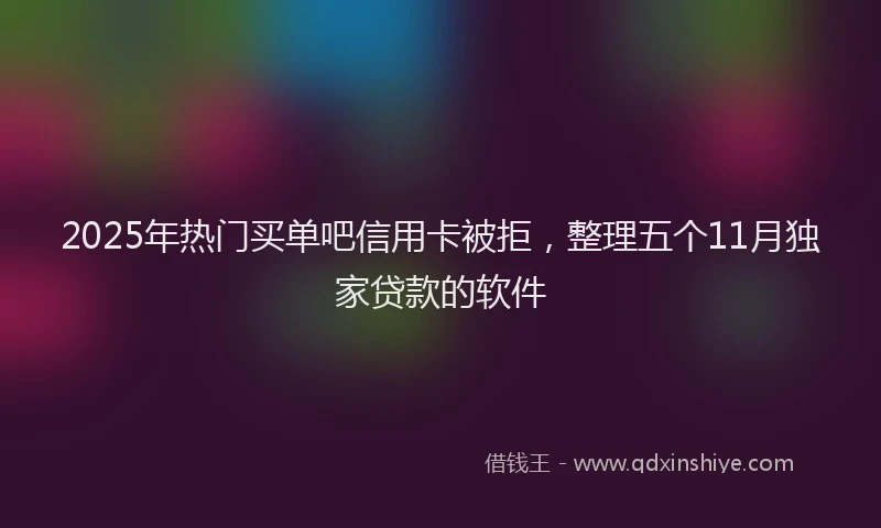 2025年热门买单吧信用卡被拒，整理五个11月独家贷款的软件