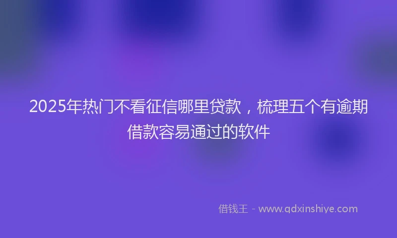 2025年热门不看征信哪里贷款，梳理五个有逾期借款容易通过的软件