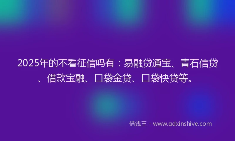 2025年的不看征信吗有：易融贷通宝、青石信贷、借款宝融、口袋金贷、口袋快贷等。