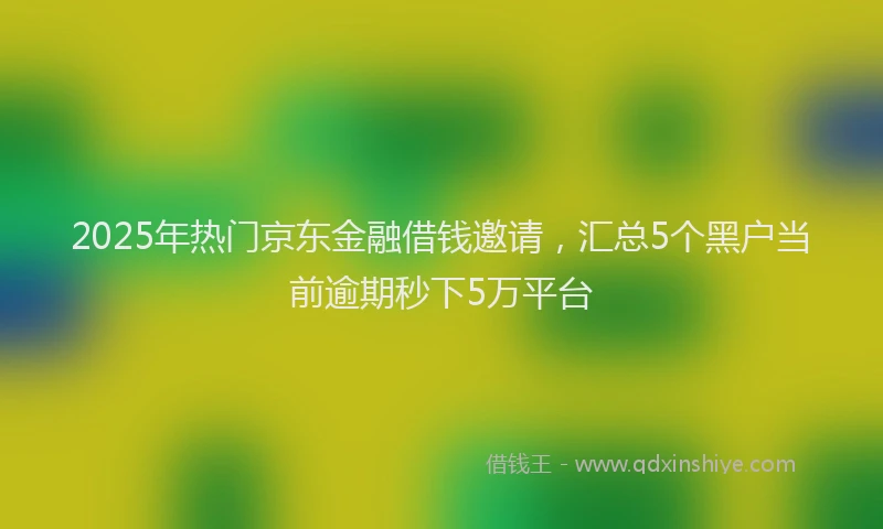 2025年热门京东金融借钱邀请，汇总5个黑户当前逾期秒下5万平台