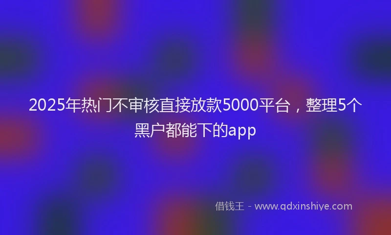 2025年热门不审核直接放款5000平台，整理5个黑户都能下的app