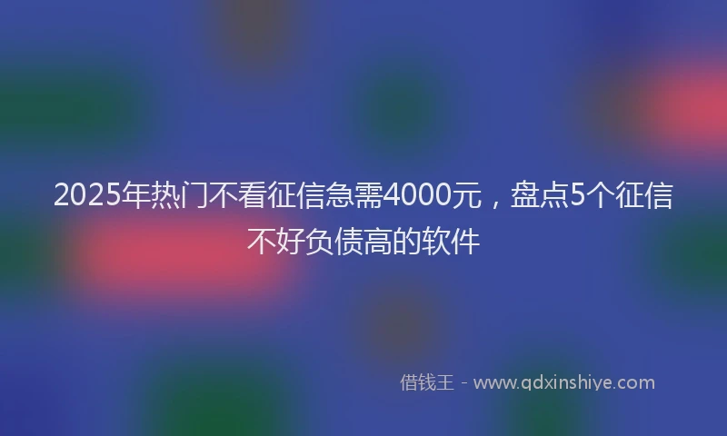 2025年热门不看征信急需4000元，盘点5个征信不好负债高的软件