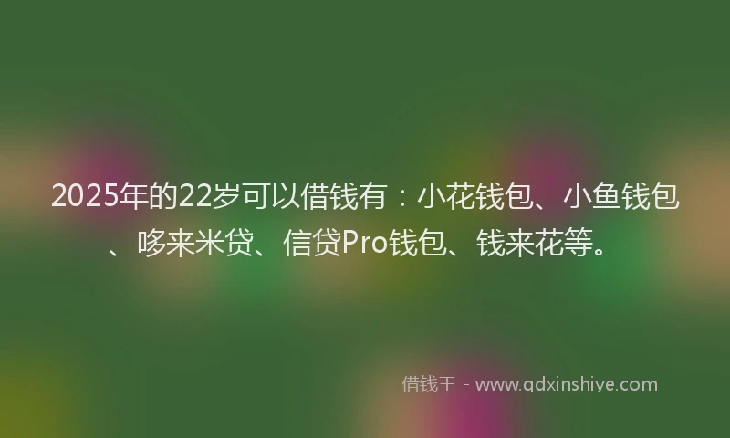 2025年的22岁可以借钱有：小花钱包、小鱼钱包、哆来米贷、信贷Pro钱包、钱来花等。