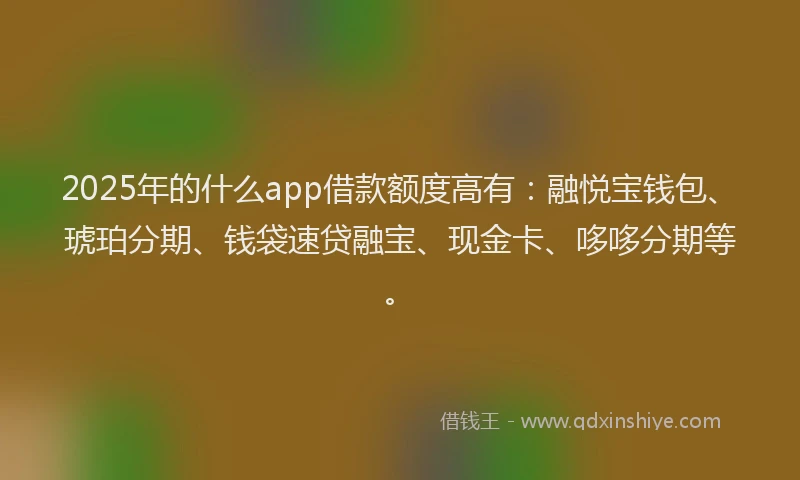 2025年的什么app借款额度高有：融悦宝钱包、琥珀分期、钱袋速贷融宝、现金卡、哆哆分期等。