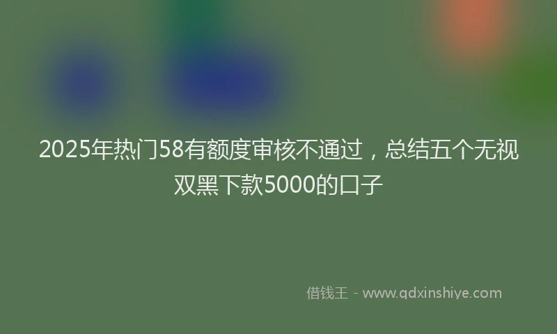 2025年热门58有额度审核不通过，总结五个无视双黑下款5000的口子