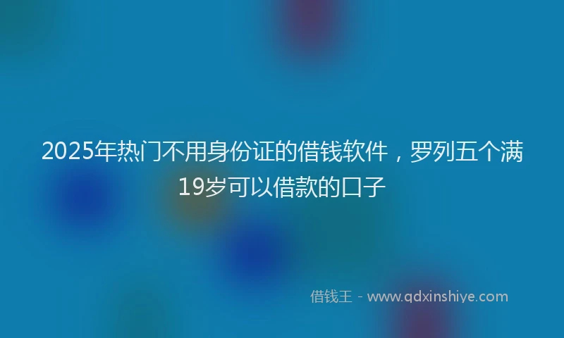 2025年热门不用身份证的借钱软件，罗列五个满19岁可以借款的口子