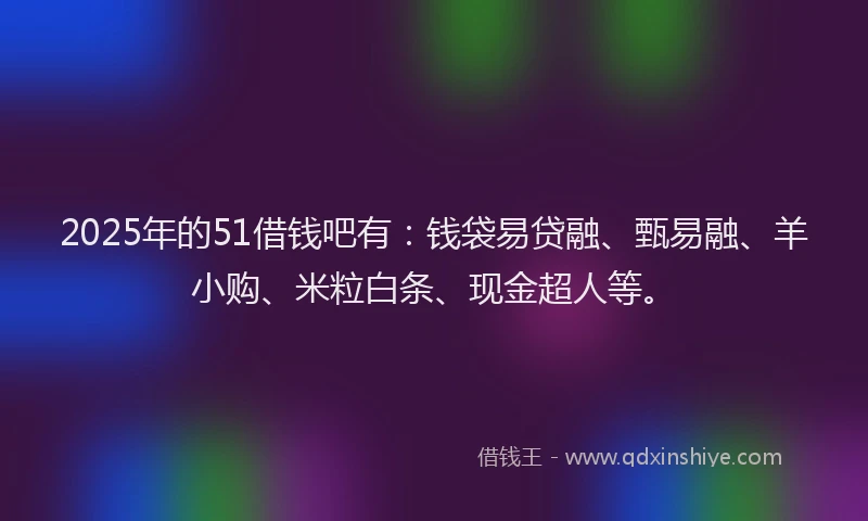 2025年的51借钱吧有：钱袋易贷融、甄易融、羊小购、米粒白条、现金超人等。