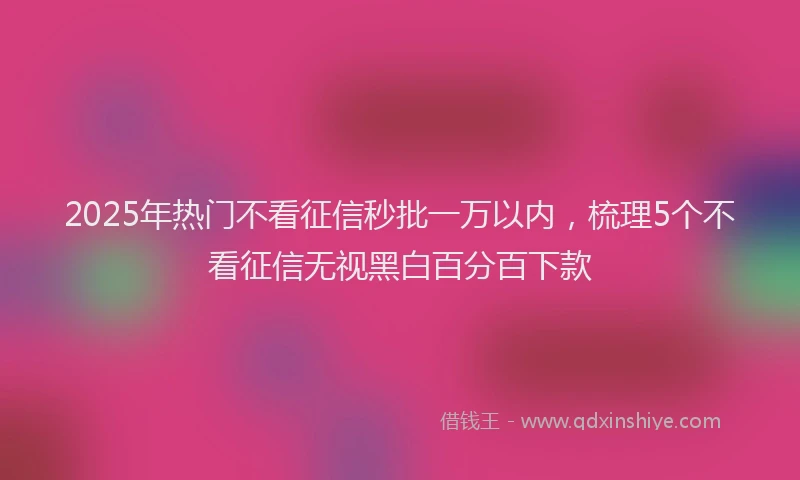 2025年热门不看征信秒批一万以内，梳理5个不看征信无视黑白百分百下款