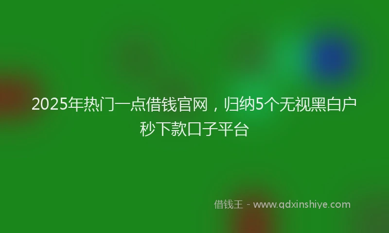 2025年热门一点借钱官网，归纳5个无视黑白户秒下款口子平台