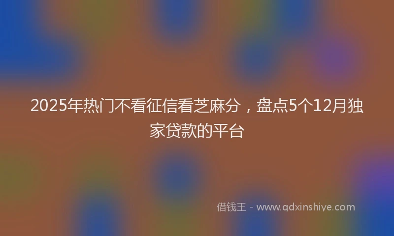 2025年热门不看征信看芝麻分，盘点5个12月独家贷款的平台