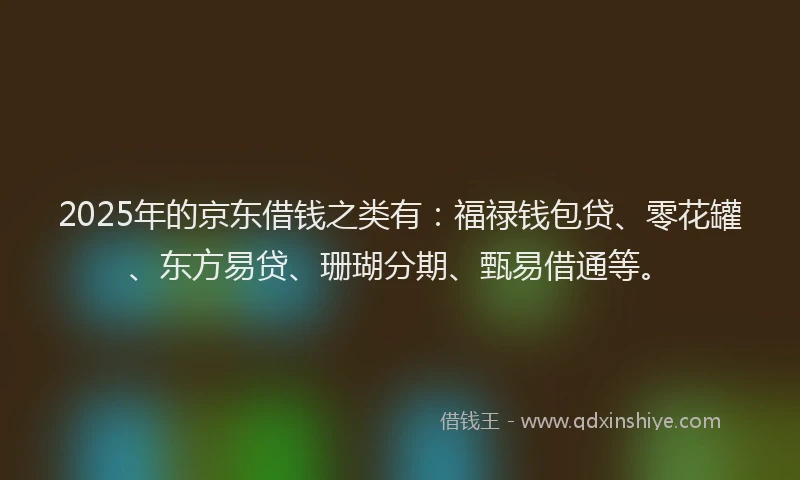 2025年的京东借钱之类有：福禄钱包贷、零花罐、东方易贷、珊瑚分期、甄易借通等。
