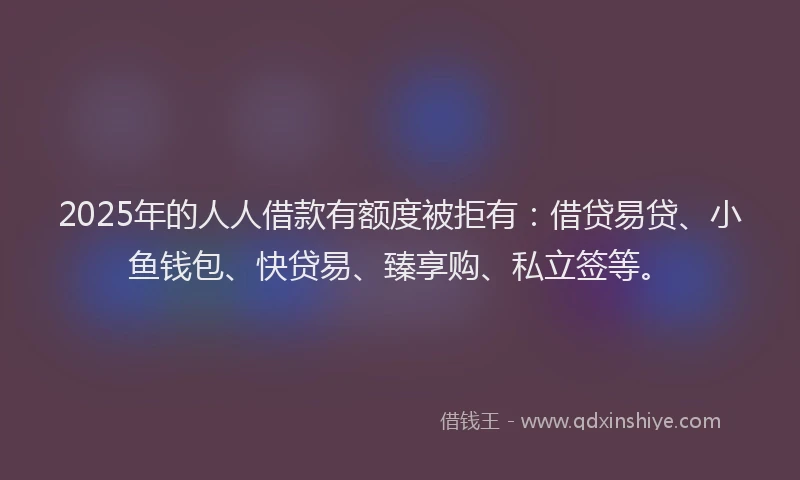 2025年的人人借款有额度被拒有：借贷易贷、小鱼钱包、快贷易、臻享购、私立签等。