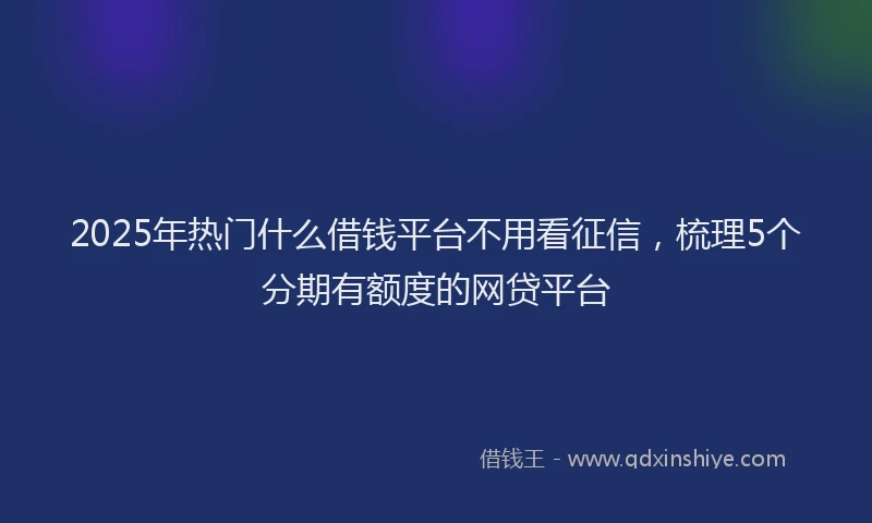 2025年热门什么借钱平台不用看征信，梳理5个分期有额度的网贷平台
