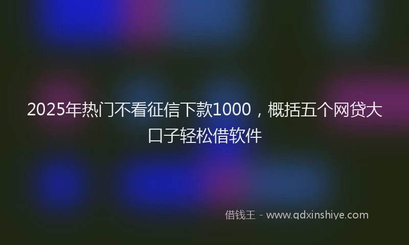 2025年热门不看征信下款1000，概括五个网贷大口子轻松借软件
