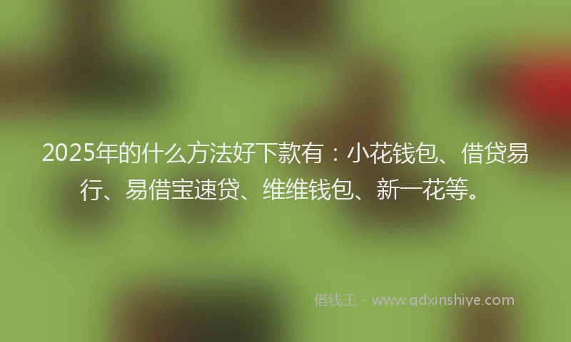 2025年的什么方法好下款有：小花钱包、借贷易行、易借宝速贷、维维钱包、新一花等。