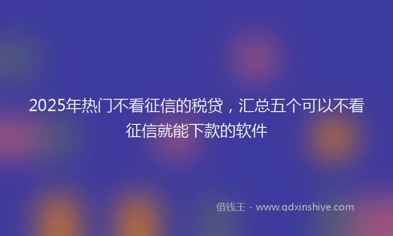 2025年热门不看征信的税贷，汇总五个可以不看征信就能下款的软件