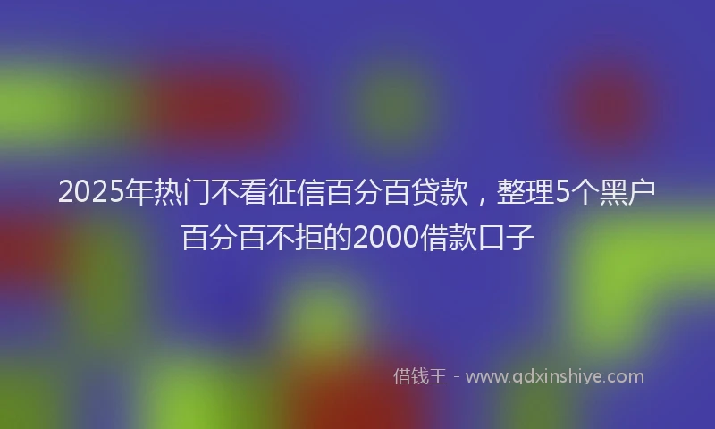 2025年热门不看征信百分百贷款，整理5个黑户百分百不拒的2000借款口子