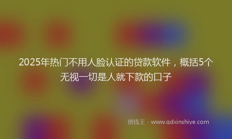 2025年热门不用人脸认证的贷款软件，概括5个无视一切是人就下款的口子