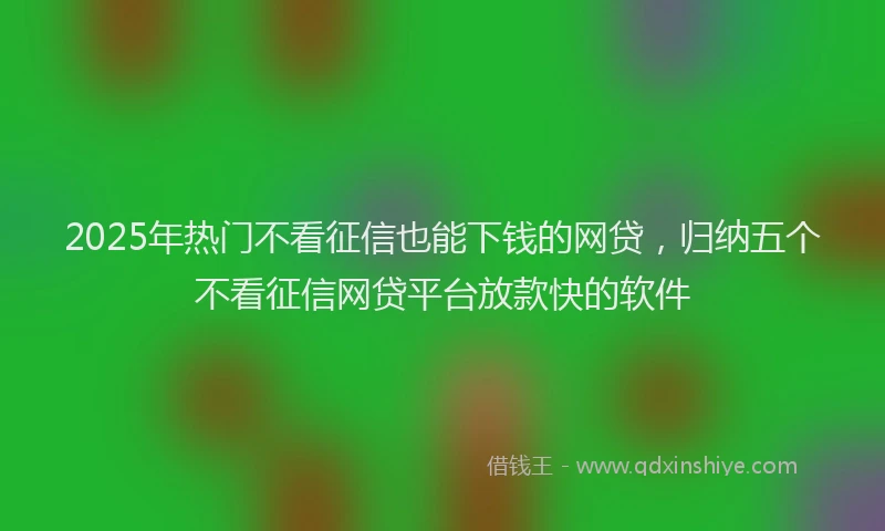 2025年热门不看征信也能下钱的网贷，归纳五个不看征信网贷平台放款快的软件