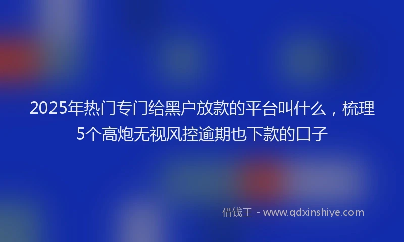 2025年热门专门给黑户放款的平台叫什么，梳理5个高炮无视风控逾期也下款的口子