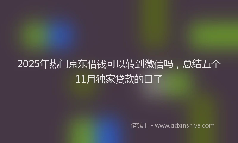 2025年热门京东借钱可以转到微信吗，总结五个11月独家贷款的口子