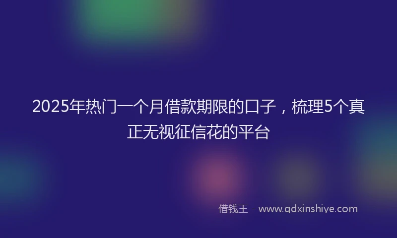 2025年热门一个月借款期限的口子，梳理5个真正无视征信花的平台