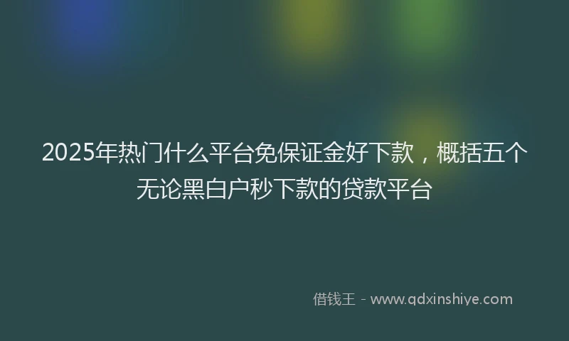 2025年热门什么平台免保证金好下款，概括五个无论黑白户秒下款的贷款平台